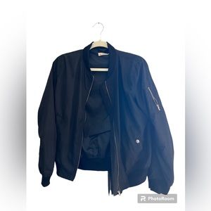 Black, thin, lightweight bomber jacket